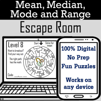 Preview of Mean, Median, Mode and Range Activity: Digital Escape Room Math Breakout Game