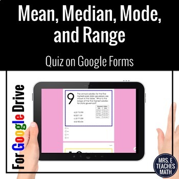 Preview of Mean, Median, Mode, and Range Google Form