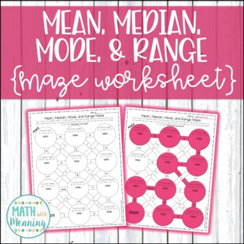 Preview of Mean, Median, Mode, and Range Maze Activity - Measures of Central Tendency