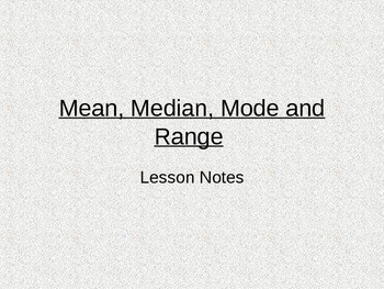 Preview of Mean, Median, Mode and Range Notes