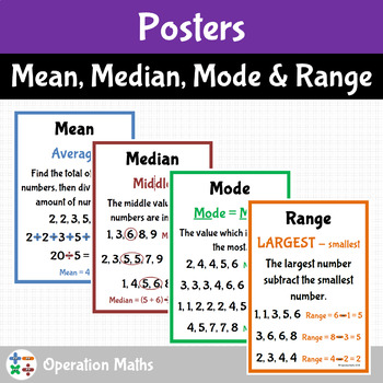 Preview of Mean, Median, Mode and Range Posters