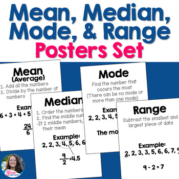 Preview of Mean Median Mode and Range Posters Set for Word Wall