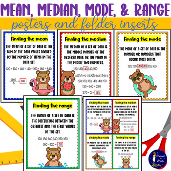 Preview of Mean Median Mode and Range Posters and Folder Inserts