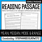 Mean, Median, Mode and Range Reading Passage | Printable &