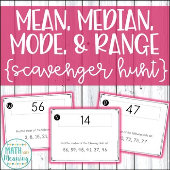 Preview of Mean, Median, Mode, and Range Scavenger Hunt Activity - CCSS 6.SP.B.5.C