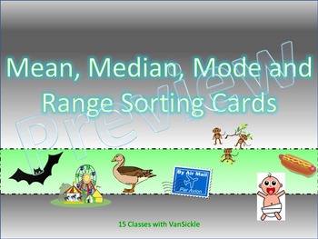 Preview of Mean, Median, Mode and Range Sorting Cards