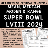 Mean Median Mode and Range Super Bowl LVIII 2024 | Measure