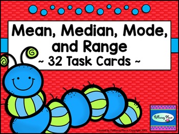 Preview of Mean Median Mode and Range 32 Task Card Set - Statistics