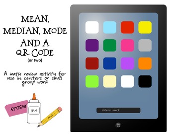 Preview of Mean, Median, & Mode plus a QR code