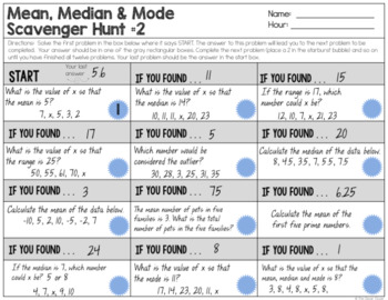 Measures of Central Tendency - Guided Notes, Worksheets and Scavenger Hunts