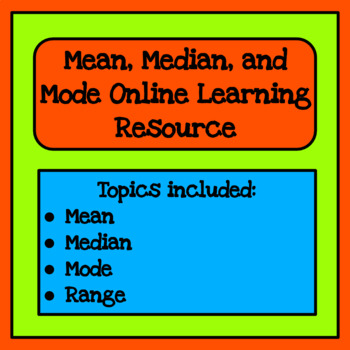 Preview of Mean, Median, and Mode - Online Learning Resource