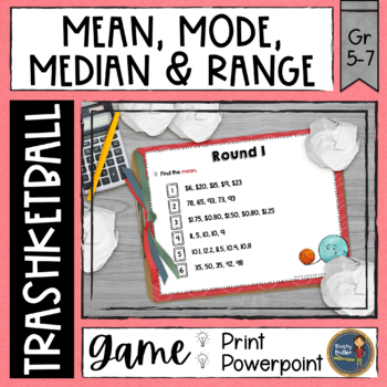 Preview of Mean Mode Median Range Trashketball Math Game