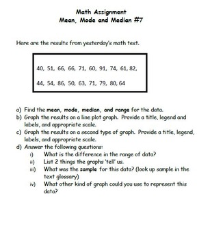 assignment on mean median mode