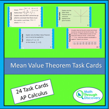 Preview of Calculus - Mean Value Theorem Task Cards