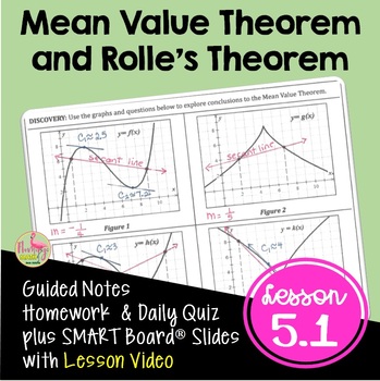 Preview of Calculus Mean Value Theorem with Lesson Video (Unit 5)