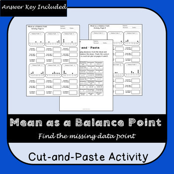 Preview of Mean as a Balance Point Cut-and-Paste