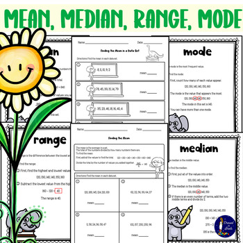 Preview of Mean, Median, Range, Mode Posters and Worksheets