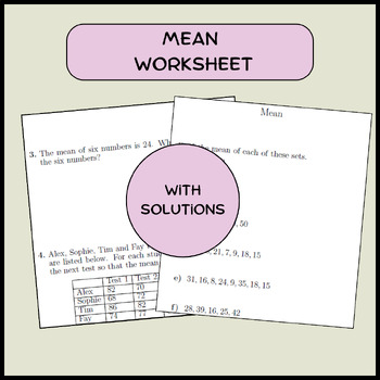 Preview of Mean worksheet (with solutions)