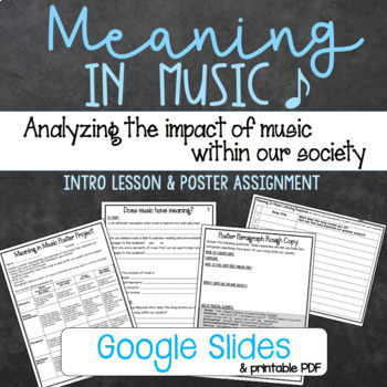 Preview of Meaning In Music - Intro Lesson & Poster Assignment for Middle School