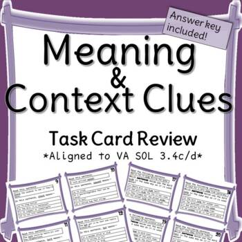 Preview of Meaning and Context Clues Task Card Review