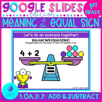Preview of Meaning of Equal Sign Google Slides Distance Learning 1st Grade Math