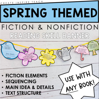 Preview of Spring Themed - Fiction & Nonfiction Reading Banners | Reading Activities