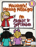 Meaningful Morning Messages for August/September (Kindergarten)