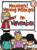 Meaningful Morning Messages for November (Kindergarten)