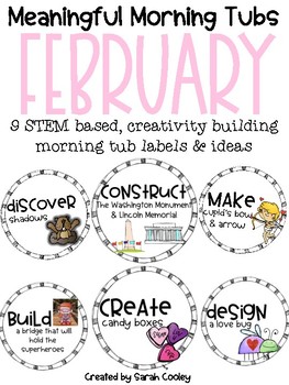 Preview of Meaningful Morning Tubs:  February STEM Based & Creativity Building Morning Work