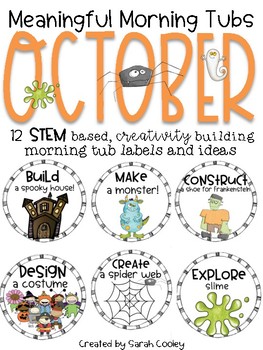 Preview of Meaningful Morning Tubs:  October STEM Based Ideas