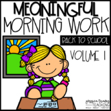 Meaningful Morning Work ~ VOL.1 Back to School {K-1}