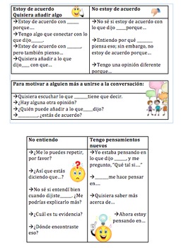 Preview of Meaningful Sentence Stems for Table Bins in Spanish