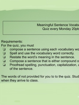 Preview of Meaningful Sentence Vocabulary Quiz Tool