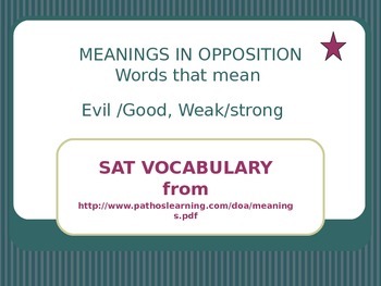 Preview of Meanings in Oppostition Flash Cards
