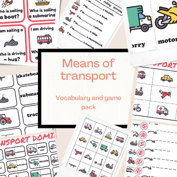 Preview of Means of Transport: Vocabulary & Games Pack, ESL, young lerners