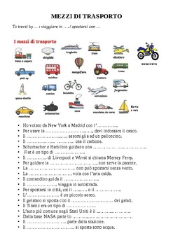 Preview of Means of transport in Italian / I mezzi di trasporto in italiano