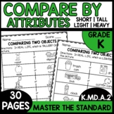 Measurable Attributes | Comparing Attributes Worksheets K.MD.A.2