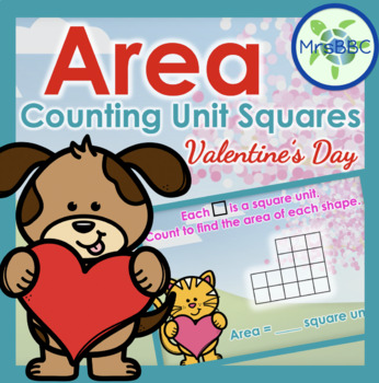 Preview of Measure Area by Counting Unit Squares (Valentine's Day) Digital Boom Cards™