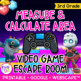 Measure & Calculate Area Video Game 3rd Grade Math Escape Room