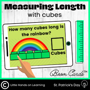 Preview of Measure Length with Cubes St. Patrick's Day Boom Cards