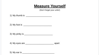 Preview of Measure Yourself Activity/Game