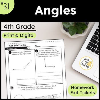 Preview of Measure and Draw Angles with Protractors Worksheets L31 4th Grade iReady Math