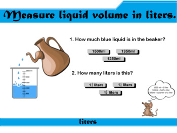 Preview of Measure liquid volume using liters.