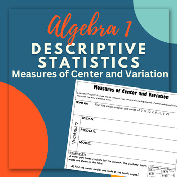 Preview of Measure of Center and Variation Notes Outline