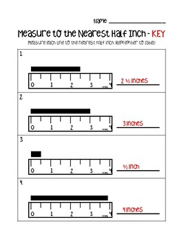 Measure the Line to the Nearest HALF and QUARTER inch Worksheets