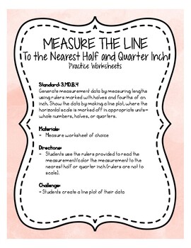 Preview of Measure the Line to the Nearest HALF and QUARTER inch Worksheets