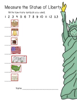 Preview of Measure the Statue of Liberty (non standard measuring/USA symbols)