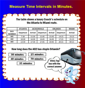 Preview of Measure time intervals in minutes and solve time interval problems.