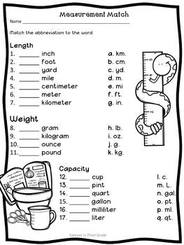 third grade measurement by forever in third grade tpt