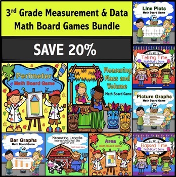 Preview of 3rd Grade Measurement and Data Games Bundle